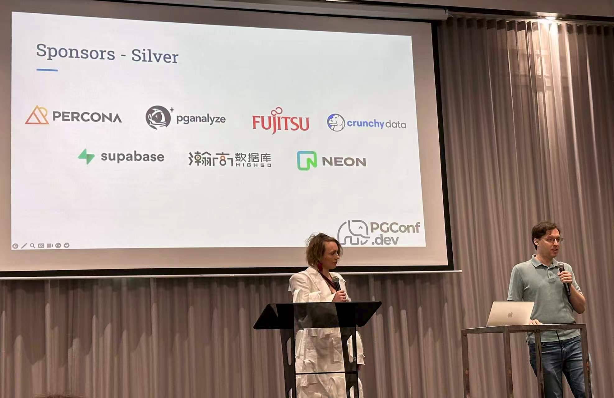Highgo appearing alongside global PostgreSQL ecosystem sponsors at a community event